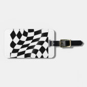 Zwart-wit geblokte vlag bagagelabel (Voorkant horizontaal)
