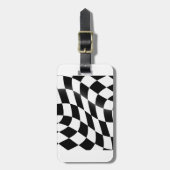 Zwart-wit geblokte vlag bagagelabel (Voorkant verticaal)