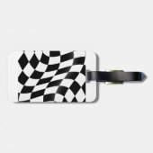 Zwart-wit geblokte vlag bagagelabel (Achterkant horizontaal)