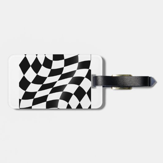 Zwart-wit geblokte vlag bagagelabel (Achterkant horizontaal)