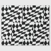 Zwart-wit geblokte vlag cadeaupapier (Vlak)