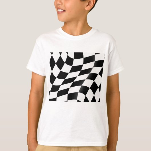Zwart-wit geblokte vlag jongens t-shirt (Voorkant)