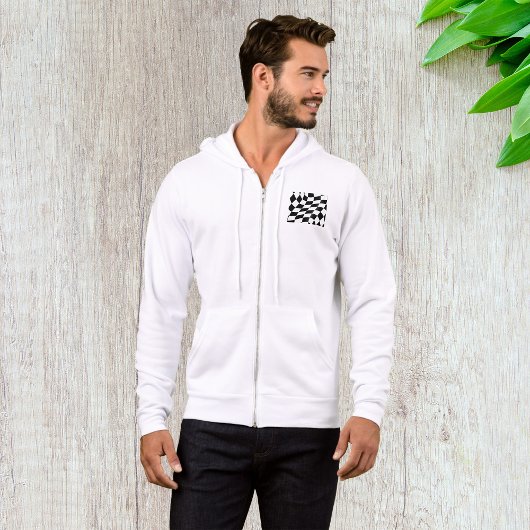 Zwart-wit geblokte vlag Mannen full-zip Hoodie
