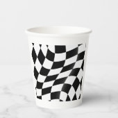 Zwart-wit geblokte vlag papieren bekers (Voorkant)