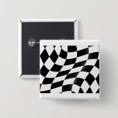 Zwart-wit geblokte vlag vierkante button 5,1 cm (Voorkant /achterkant)