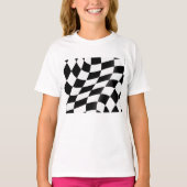 Zwart-wit geblokte vlagmeisjes t-shirt (Voorkant)