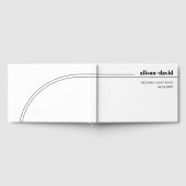 Zwart, wit gebogen lijnen en typografie bruiloft gastenboek (Volledig)