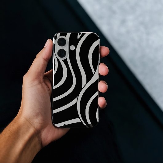 Zwart-wit gebogen lijnen Hoesje-Mate iPhone Case