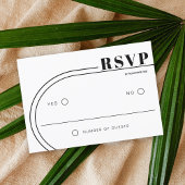 Zwart-wit gebogen lijst minimalistische bruiloft RSVP kaartje