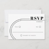 Zwart-wit gebogen lijst minimalistische bruiloft RSVP kaartje (Voorkant)