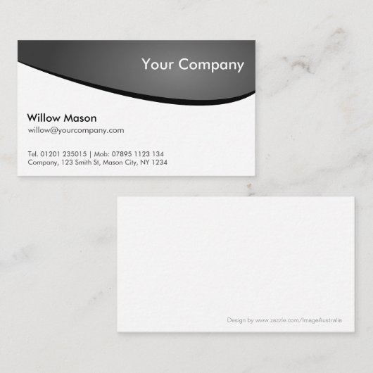 Zwart-wit gebogen, professioneel Visitekaartje (Voorkant / Achterkant)