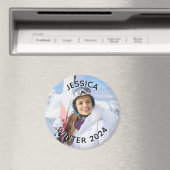 Zwart-wit gebogen tekst Familiefoto Magneet (Insitu (Vaatwasser))