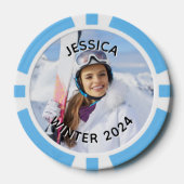 Zwart-wit gebogen tekst Familiefoto Poker Chips (Voorkant)