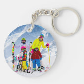 Zwart-wit gebogen tekst Familiefoto Sleutelhanger (Achterkant)