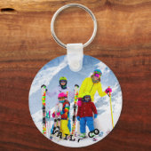 Zwart-wit gebogen tekst Familiefoto Sleutelhanger (Achterkant)