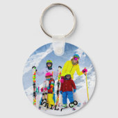 Zwart-wit gebogen tekst Familiefoto Sleutelhanger (Achterkant)