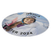 Zwart-wit gebogen tekst Familiefoto Snijplank (Hoek)