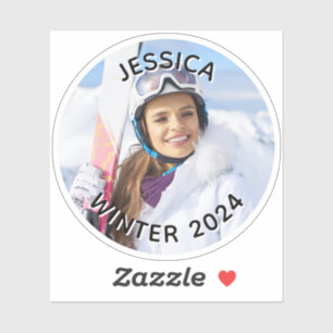 Zwart-wit gebogen tekst Familiefoto Sticker