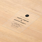 Zwart-wit gebold Italiaans Typografie Wedding Acryl Uitnodigingen (Laagn)