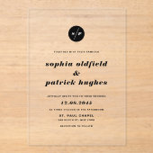 Zwart-wit gebold Italiaans Typografie Wedding Acryl Uitnodigingen (Voorkant)