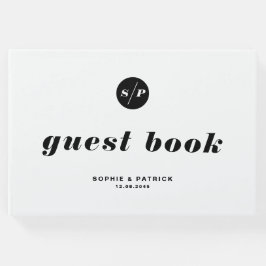 Zwart-wit gebold Italiaans Typografie Wedding Gastenboek