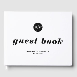 Zwart-wit gebold Italiaans Typografie Wedding Gastenboek