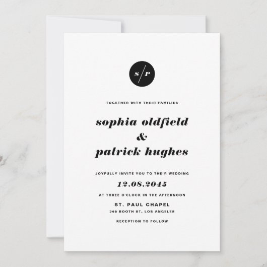 Zwart-wit gebold Italiaans Typografie Wedding Kaart (Voorkant)
