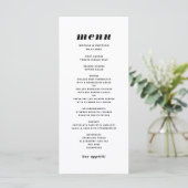 Zwart-wit gebold Italiaans Typografie Wedding Menu (Staand voorkant)