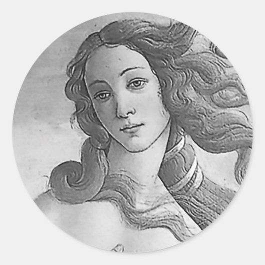 Zwart-wit - Geboorte van Venus, Godin Ronde Sticker (Voorkant)