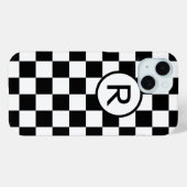 Zwart-wit geborduurd met monogram Case-Mate iPhone case (Achterkant (horizontaal))