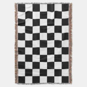 Zwart-wit geborduurd toetsenbordpatroon deken (Voorkant Verticaal)