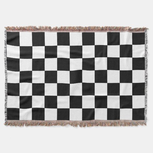 Zwart-wit geborduurd toetsenbordpatroon deken (Voorkant)