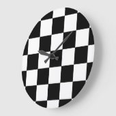 Zwart-wit geborduurd toetsenbordpatroon grote klok (Hoek)