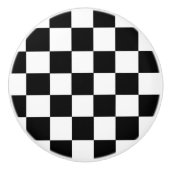 Zwart-wit geborduurd toetsenbordpatroon keramische knop (Voorkant)