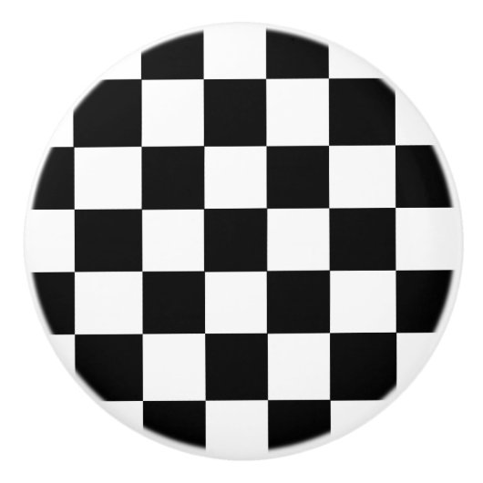 Zwart-wit geborduurd toetsenbordpatroon keramische knop (Voorkant)