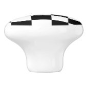 Zwart-wit geborduurd toetsenbordpatroon keramische knop (Zijkant)