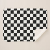 Zwart-wit geborduurd toetsenbordpatroon sherpa deken (Voorkant (horizontaal))