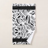 Zwart-wit geborsteld geborsteld theedoekset bad handdoek (Handdoek)