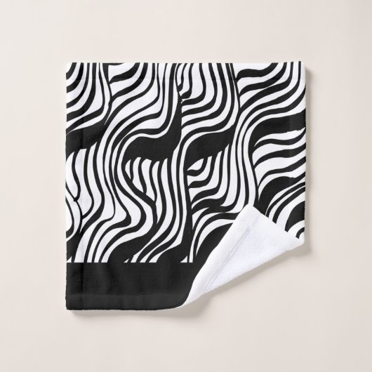 Zwart-wit geborsteld patroon bad handdoek (Wasdoekje)