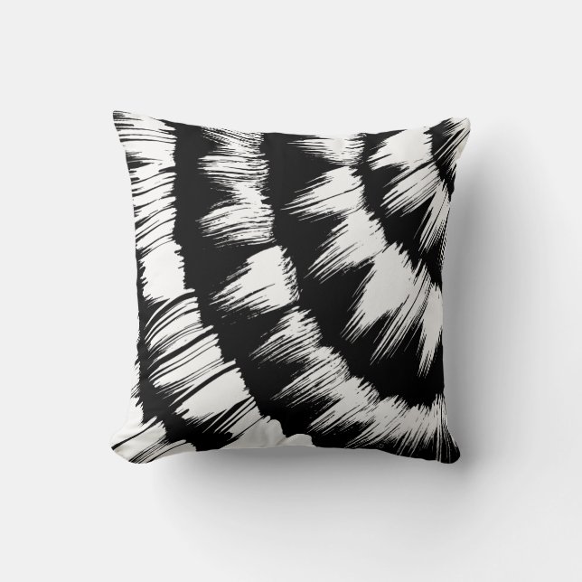 Zwart-wit geborsteld Sierkussen (Voorkant)