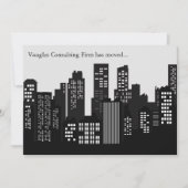 Zwart Wit Gebouw Silhouet Zakelijk Verhuizen Aankondiging (Voorkant)