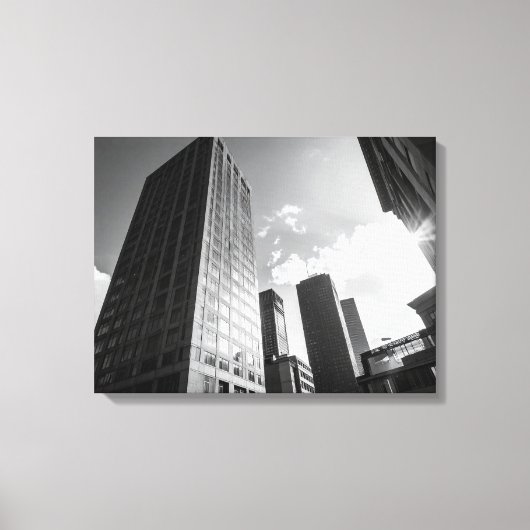 Zwart-wit gebouwen canvas afdruk (Voorkant)