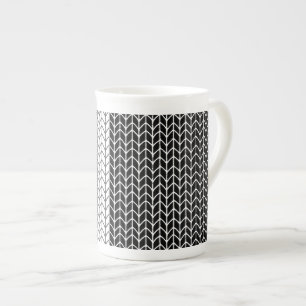 ZWART & WIT GEBREID Bone China Mok