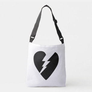 Zwart-wit gebroken hart vector kunst crossbody tas