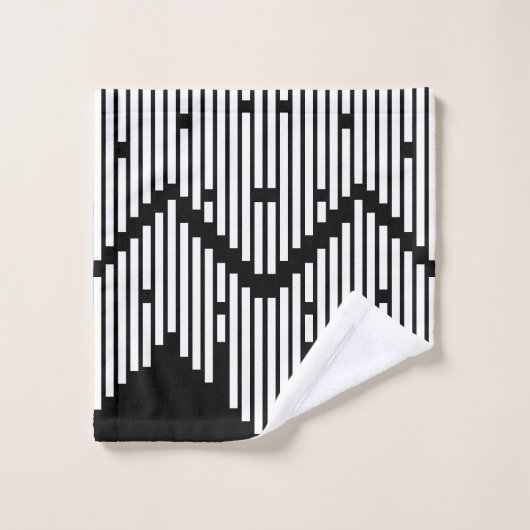 Zwart-wit gebroken lijnen gestapeld bad handdoek (Wasdoekje)