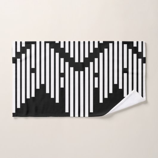 Zwart-wit gebroken lijnen gestapeld bad handdoek (Handdoek)