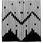 Zwart-wit gebroken lijnen gestapeld douchegordijn (Voorkant)