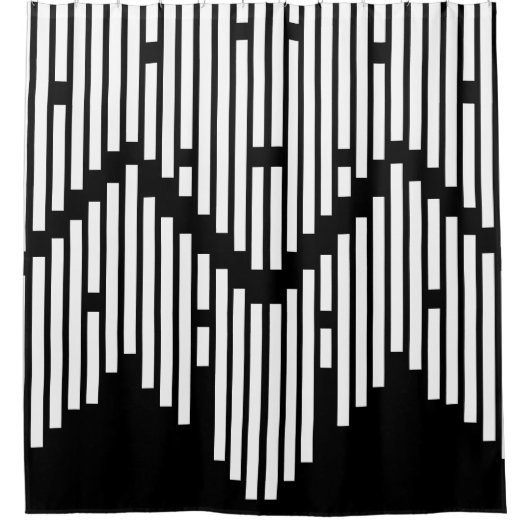 Zwart-wit gebroken lijnen gestapeld douchegordijn (Voorkant)