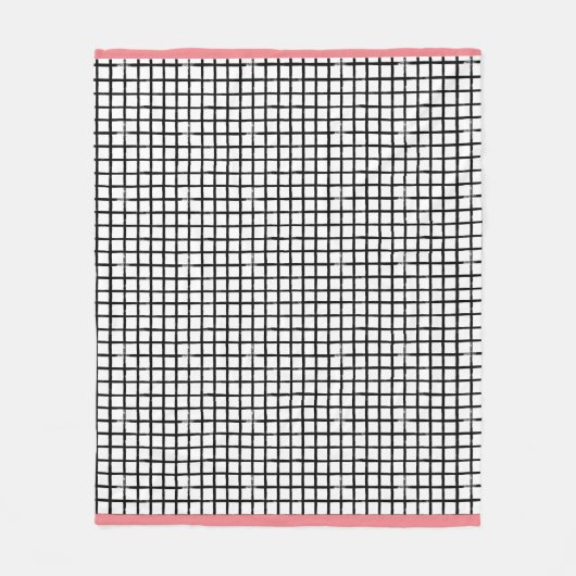 Zwart-wit gebundeld patroontapijt fleece deken (Voorkant)