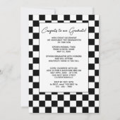 Zwart-wit gecheckt afwerking Afstuderen vlag Aankondiging (Achterkant)